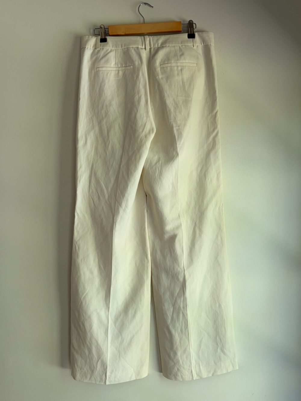 Lauren Ralph Lauren Women's Andover Ivory Silk Linen Wide Leg Trousers Size 10 - Picture 3 of 5